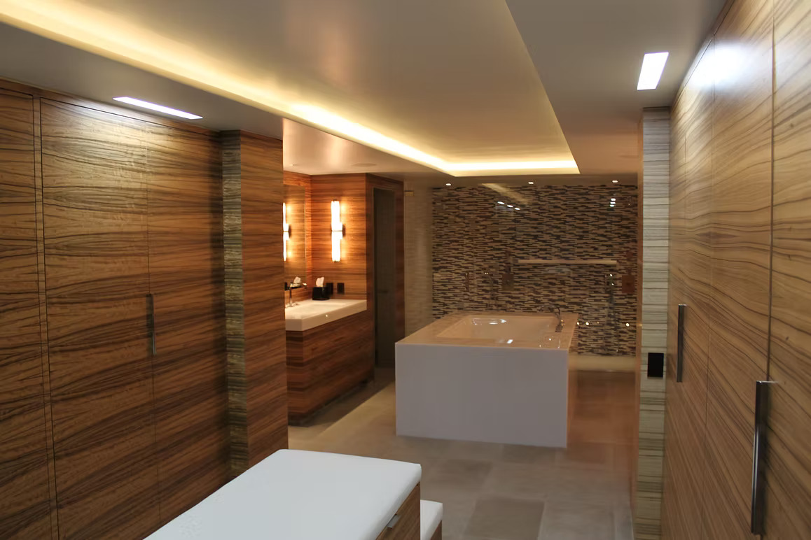 Wood veneer installation detail